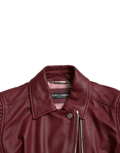 Dolce & Gabbana Bordeaux Biker Leather Jacket Dolce & Gabbana