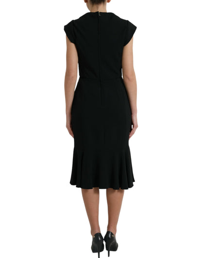 Dolce & Gabbana Elegant Black Stretch Cady Midi Dress Dolce & Gabbana