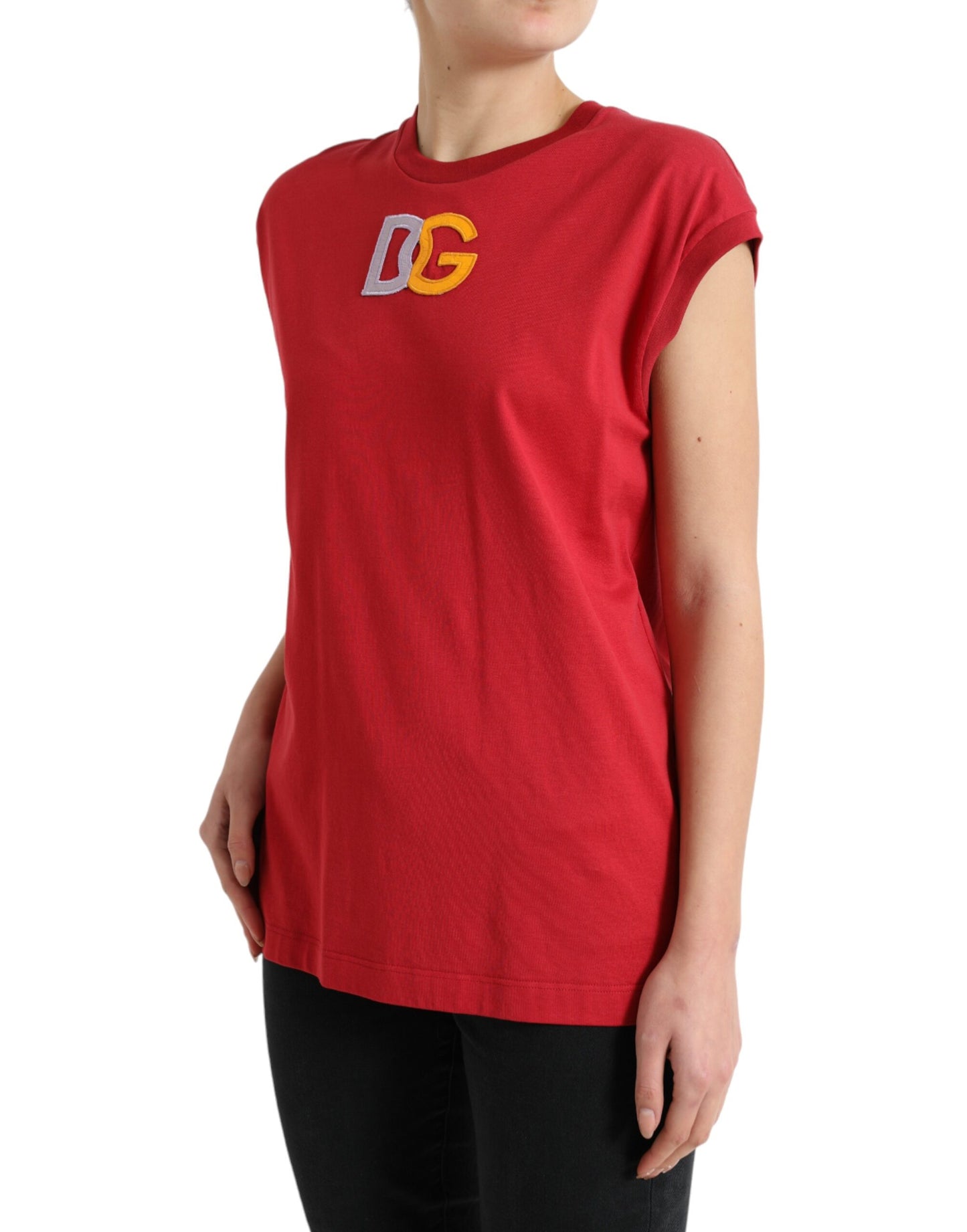 Dolce & Gabbana Elegant Red Cotton Crew Neck Tank Top Dolce & Gabbana