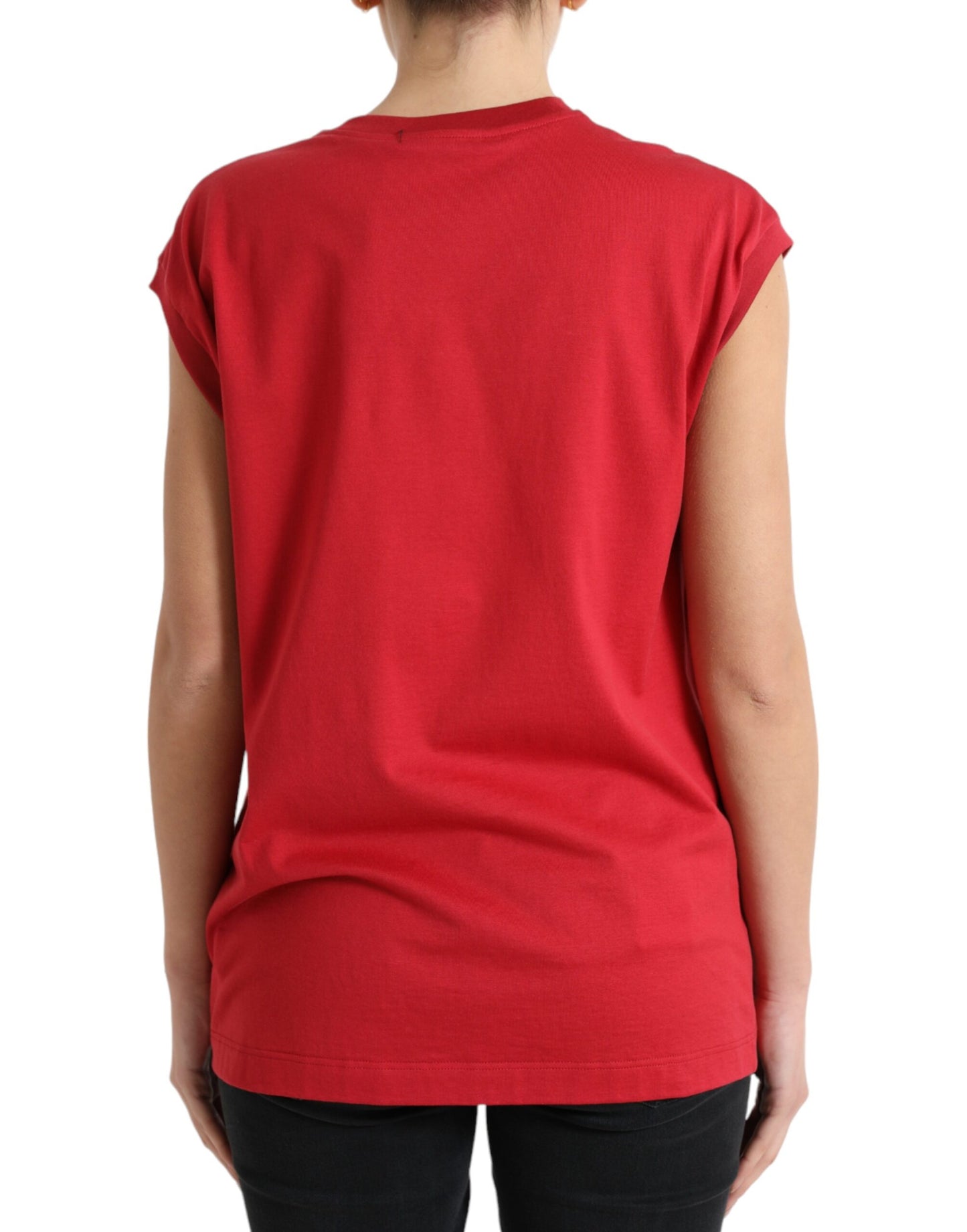 Dolce & Gabbana Elegant Red Cotton Crew Neck Tank Top Dolce & Gabbana