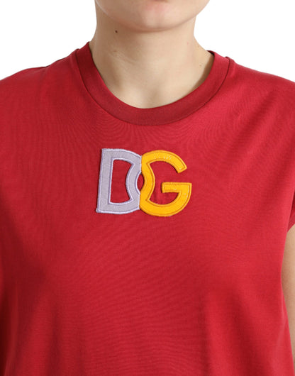 Dolce & Gabbana Elegant Red Cotton Crew Neck Tank Top Dolce & Gabbana