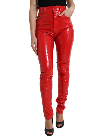 Dolce & Gabbana High Waist Red Skinny Pants - Sleek and Chic Dolce & Gabbana