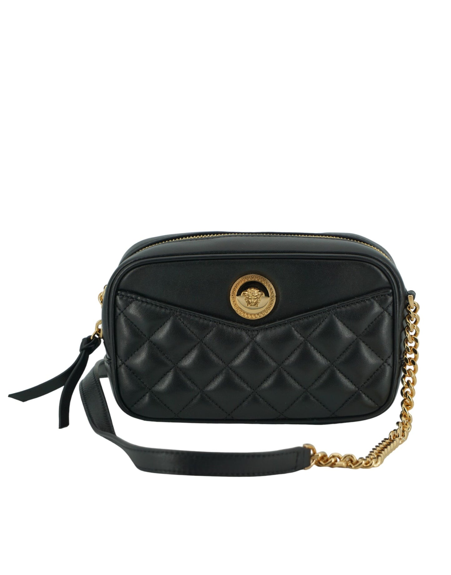 Versace Elegant Small Black Leather Crossbody Bag Versace