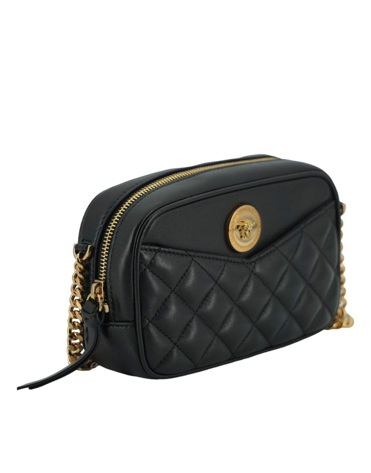 Versace Elegant Small Black Leather Crossbody Bag Versace