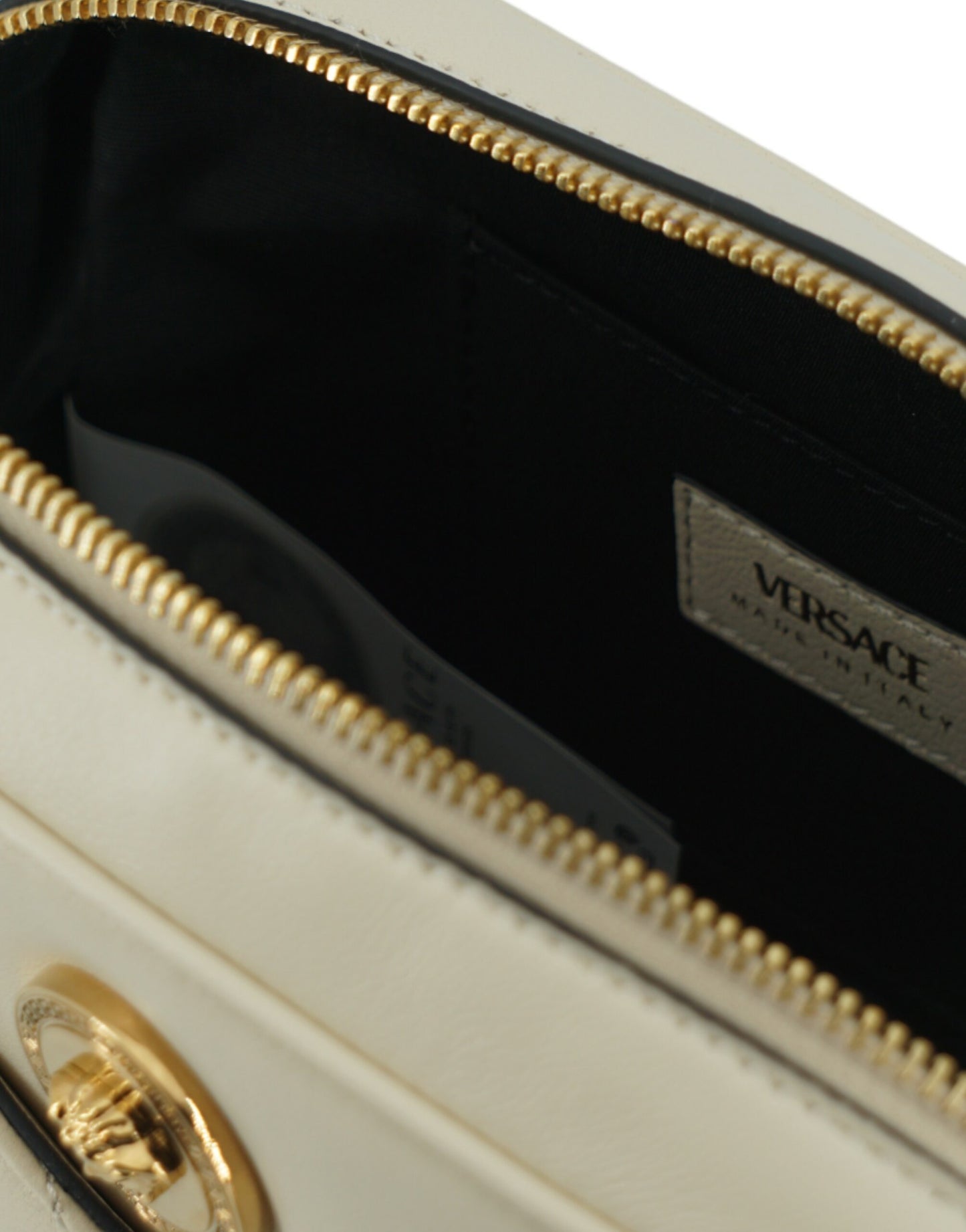 Versace Elegant White Lamb Leather Camera Bag Versace