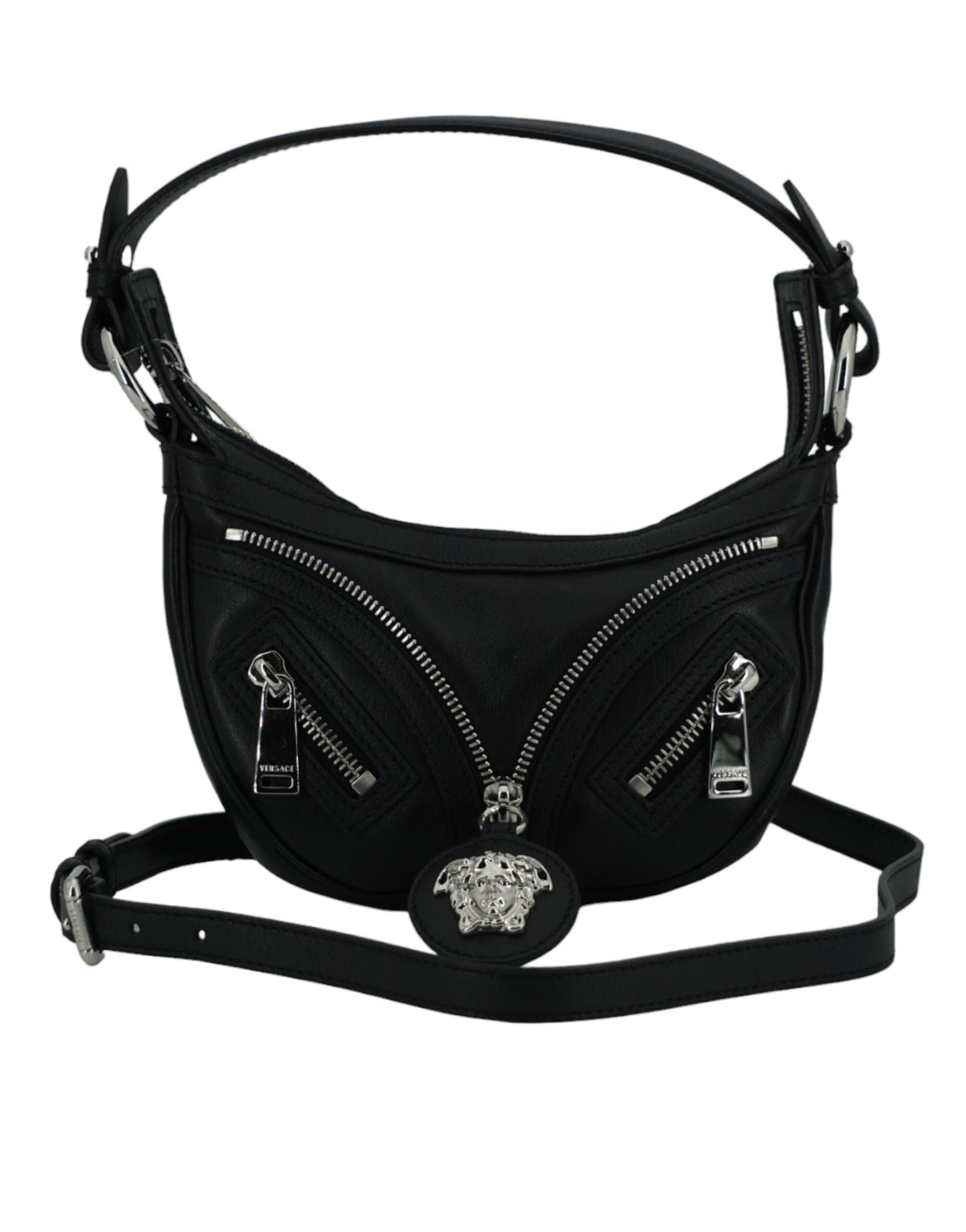 Versace Elegant Black Mini Hobo Shoulder Bag Versace