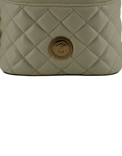 Versace Elegant Small White Leather Bucket Shoulder Bag Versace