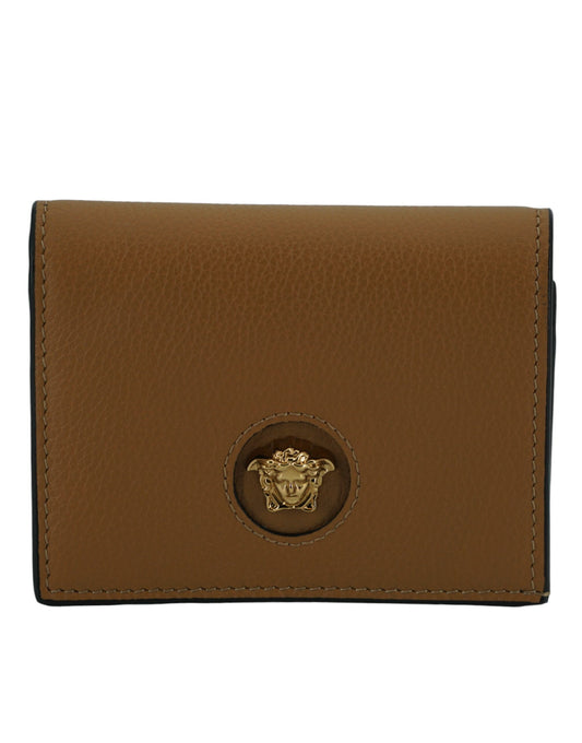 Versace Elegant Compact Leather Wallet in Brown Versace