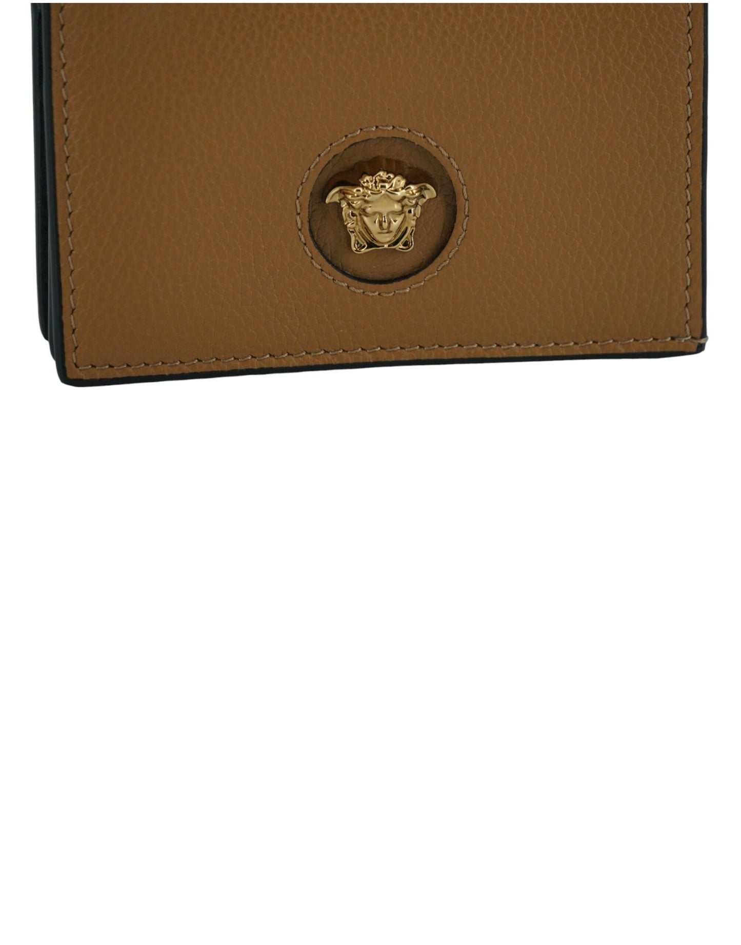 Versace Elegant Compact Leather Wallet in Brown Versace