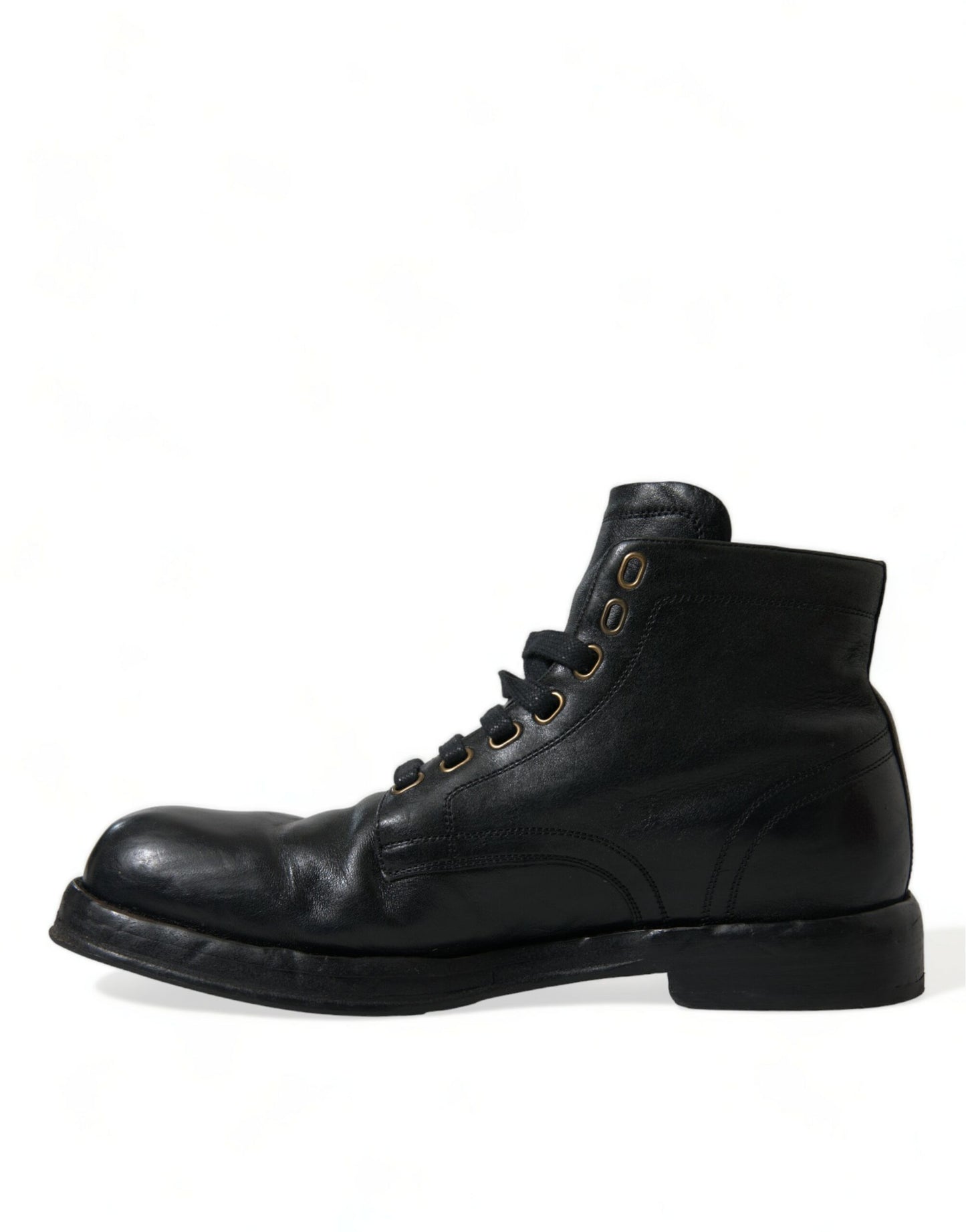 Dolce & Gabbana Elegant Black Horse Leather Ankle Boots Dolce & Gabbana