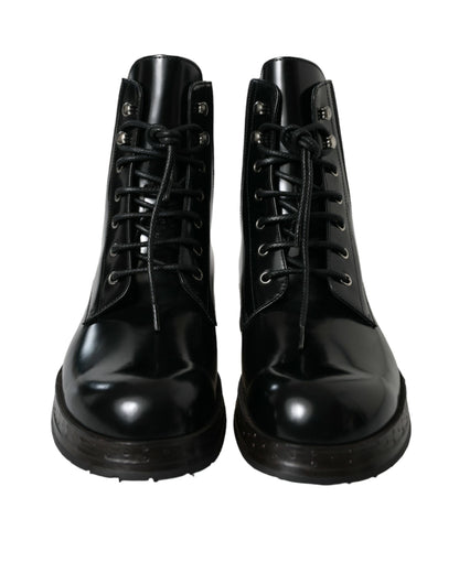 Dolce & Gabbana Elegant Black Leather Mid Calf Men's Boots Dolce & Gabbana