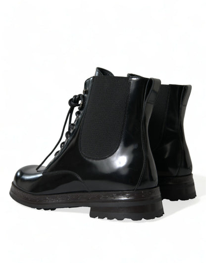 Dolce & Gabbana Elegant Black Leather Mid Calf Men's Boots Dolce & Gabbana