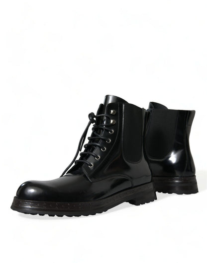 Dolce & Gabbana Elegant Black Leather Mid Calf Men's Boots Dolce & Gabbana