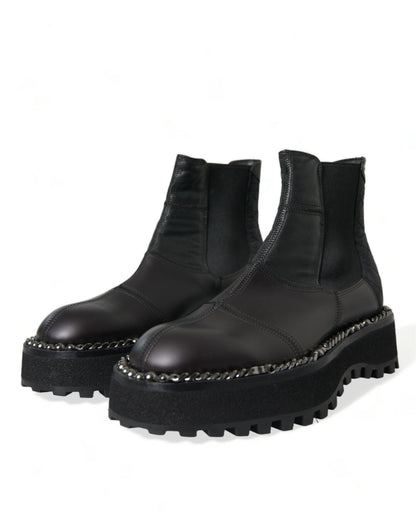 Dolce & Gabbana Elegant Black Chelsea Slip-On Boots Dolce & Gabbana