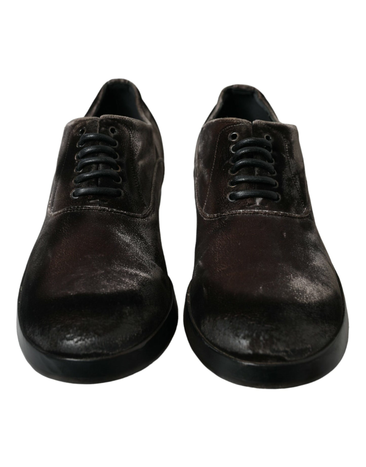 Dolce & Gabbana Elegant Brown Velvet Oxford Lace-up Shoes Dolce & Gabbana