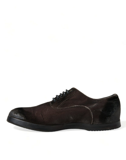 Dolce & Gabbana Elegant Brown Velvet Oxford Lace-up Shoes Dolce & Gabbana