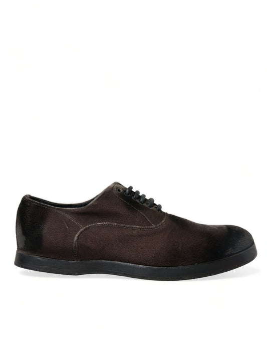 Dolce & Gabbana Elegant Brown Velvet Oxford Lace-up Shoes Dolce & Gabbana