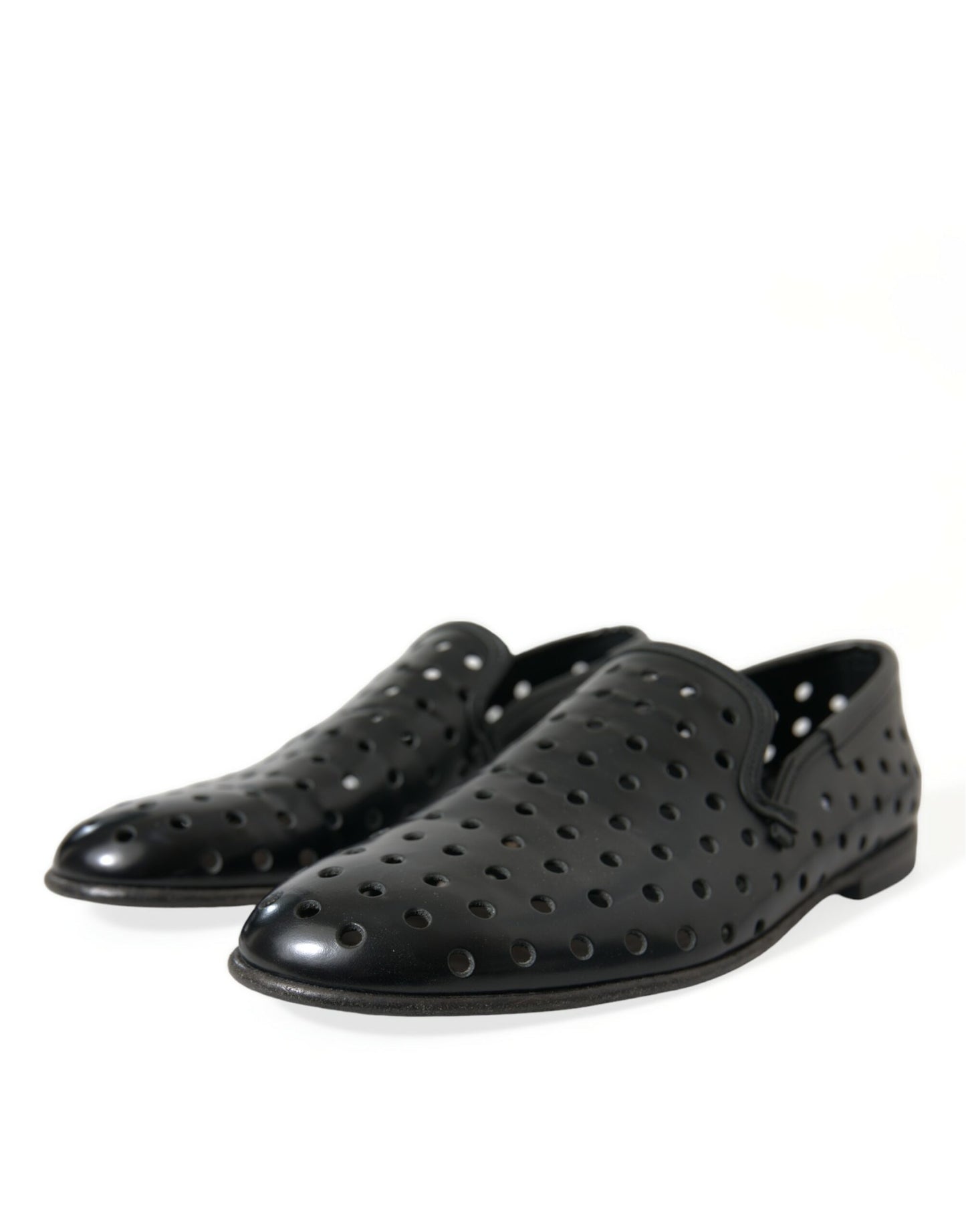 Dolce & Gabbana Elegant Black Leather Perforated Loafers Dolce & Gabbana