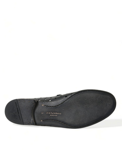 Dolce & Gabbana Elegant Black Leather Perforated Loafers Dolce & Gabbana