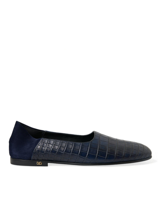 Dolce & Gabbana Elegant Blue Crocodile Leather Loafers Dolce & Gabbana