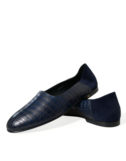 Dolce & Gabbana Elegant Blue Crocodile Leather Loafers Dolce & Gabbana