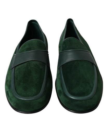 Dolce & Gabbana Emerald Velvet Leather Loafers for Men Dolce & Gabbana