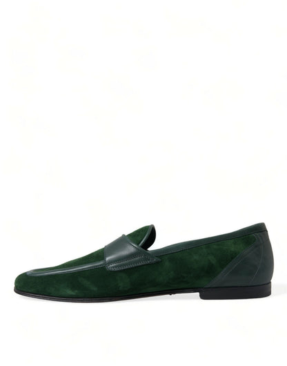 Dolce & Gabbana Emerald Velvet Leather Loafers for Men Dolce & Gabbana