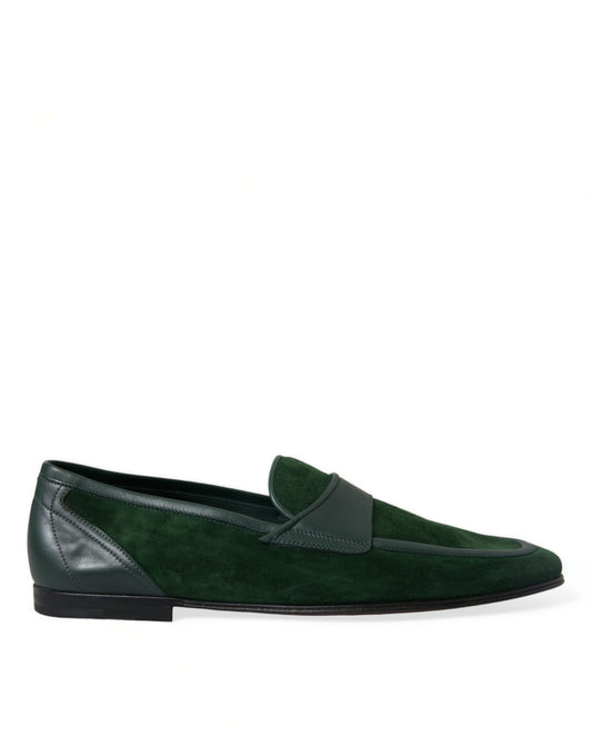 Dolce & Gabbana Emerald Velvet Leather Loafers for Men Dolce & Gabbana