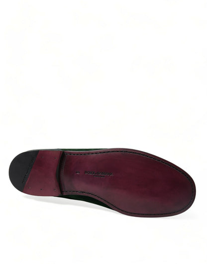 Dolce & Gabbana Emerald Velvet Leather Loafers for Men Dolce & Gabbana