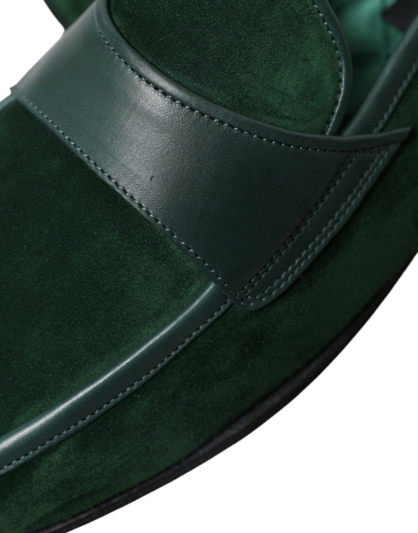 Dolce & Gabbana Emerald Velvet Leather Loafers for Men Dolce & Gabbana