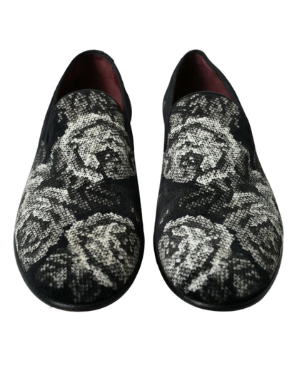 Dolce & Gabbana Elegant Floral Velvet Loafers Dolce & Gabbana