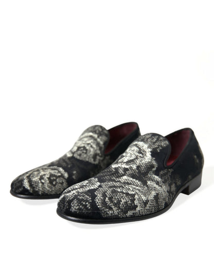 Dolce & Gabbana Elegant Floral Velvet Loafers Dolce & Gabbana