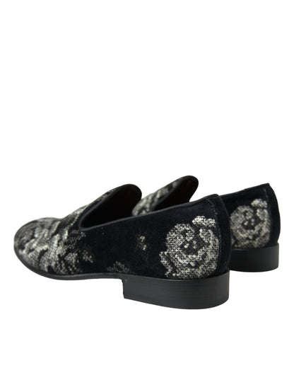 Dolce & Gabbana Elegant Floral Velvet Loafers Dolce & Gabbana