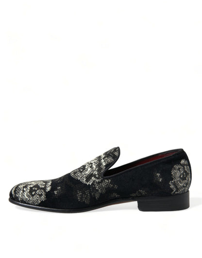 Dolce & Gabbana Elegant Floral Velvet Loafers Dolce & Gabbana