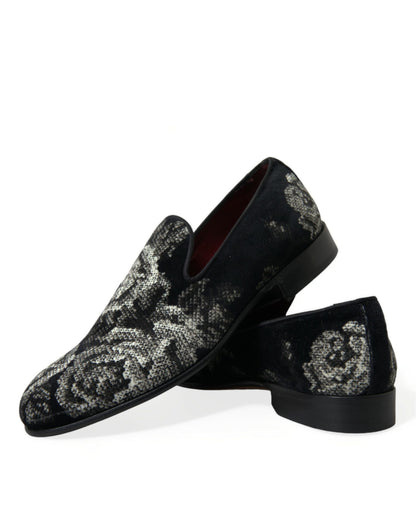 Dolce & Gabbana Elegant Floral Velvet Loafers Dolce & Gabbana