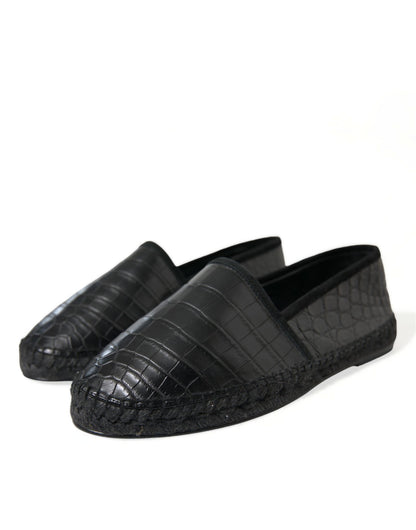 Dolce & Gabbana Exotic Black Leather Espadrilles Dolce & Gabbana