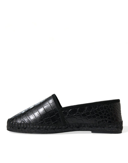 Dolce & Gabbana Exotic Black Leather Espadrilles Dolce & Gabbana