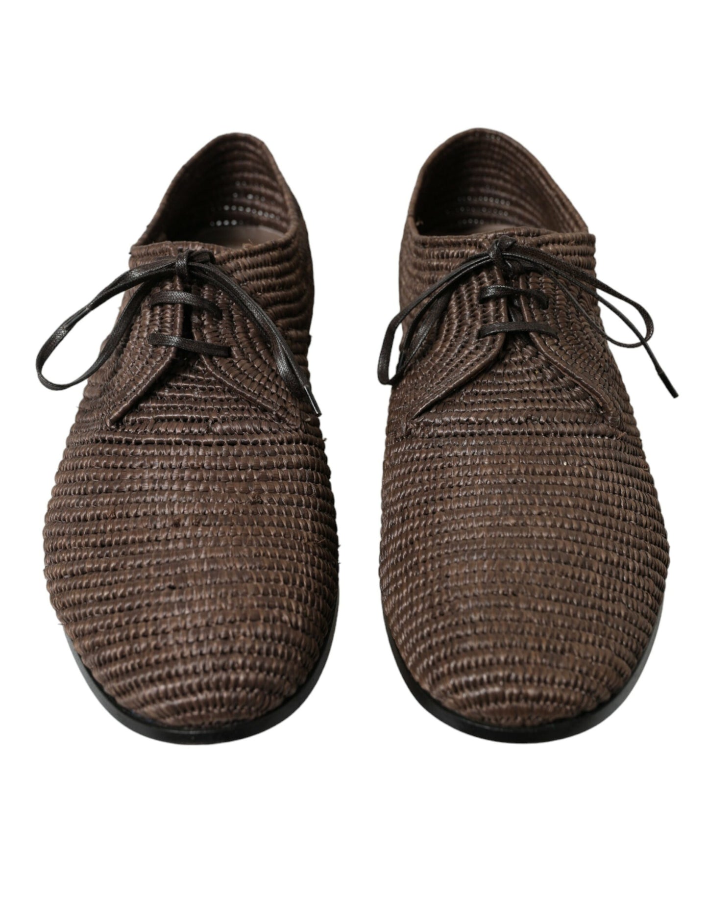 Dolce & Gabbana Elegant Raffia Upper Derby Shoes - Lace Up in Brown Dolce & Gabbana