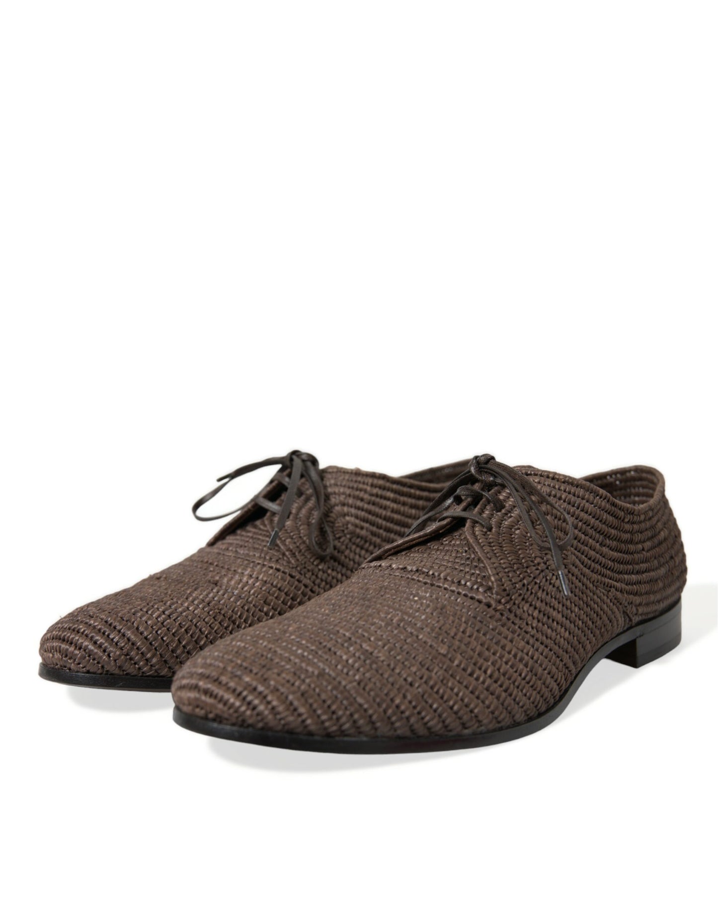 Dolce & Gabbana Elegant Raffia Upper Derby Shoes - Lace Up in Brown Dolce & Gabbana