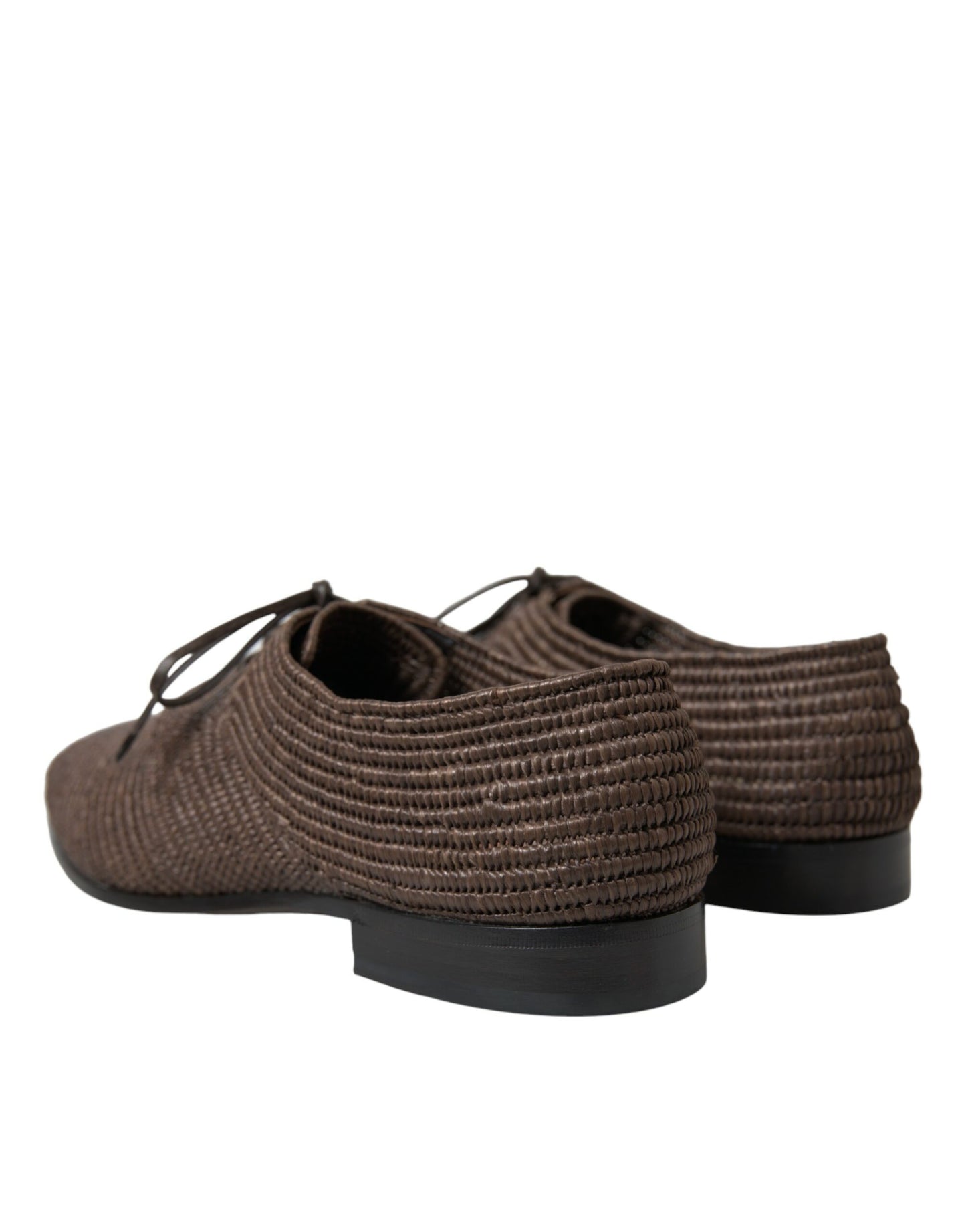 Dolce & Gabbana Elegant Raffia Upper Derby Shoes - Lace Up in Brown Dolce & Gabbana