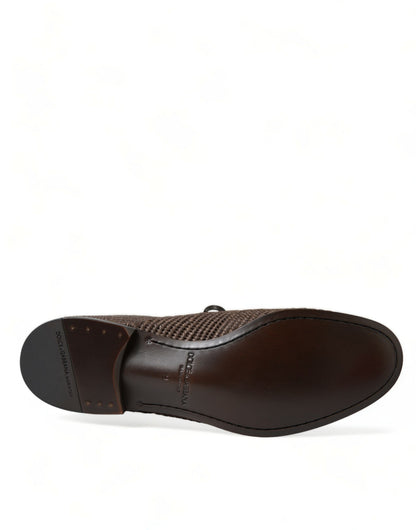 Dolce & Gabbana Elegant Raffia Upper Derby Shoes - Lace Up in Brown Dolce & Gabbana