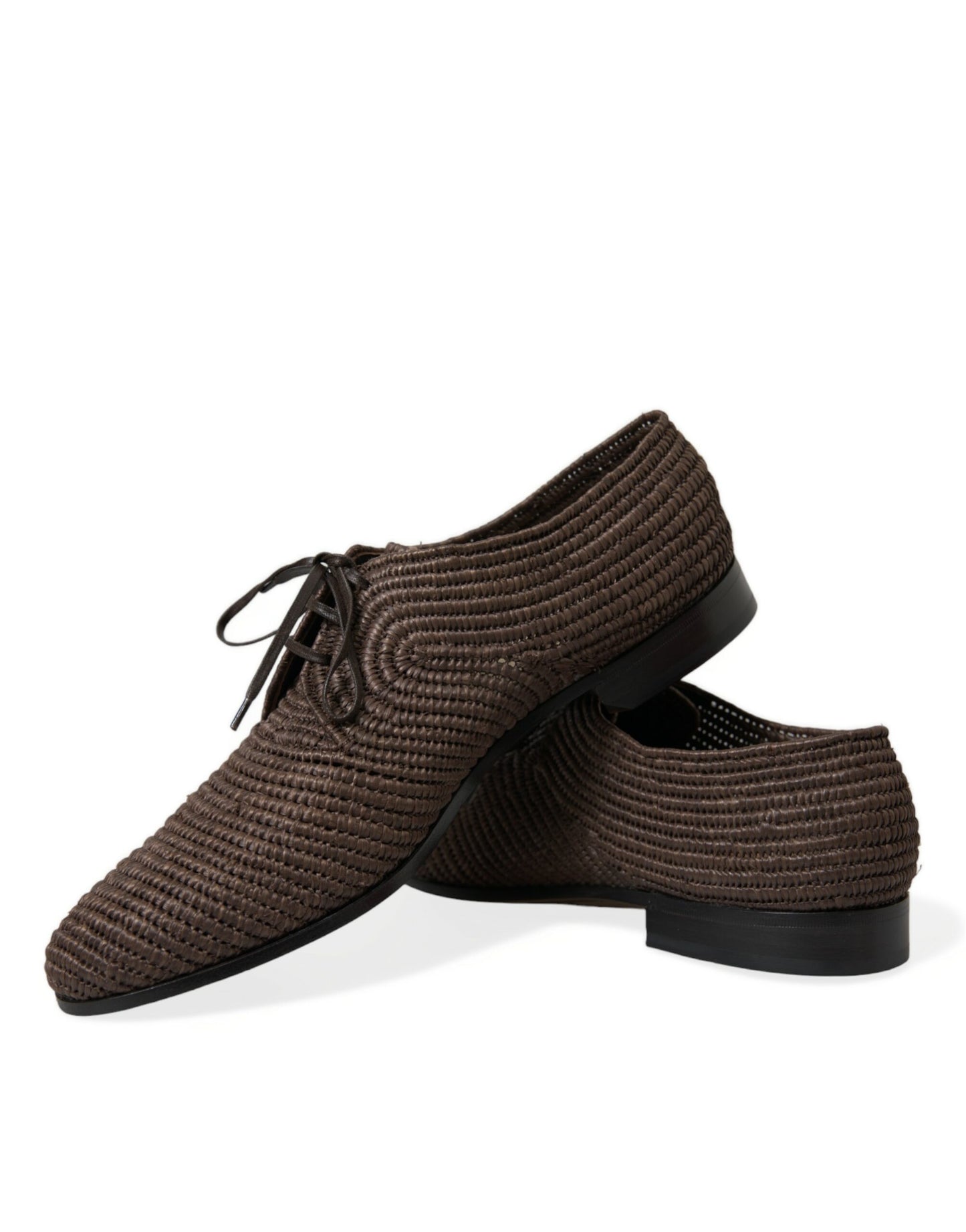 Dolce & Gabbana Elegant Raffia Upper Derby Shoes - Lace Up in Brown Dolce & Gabbana