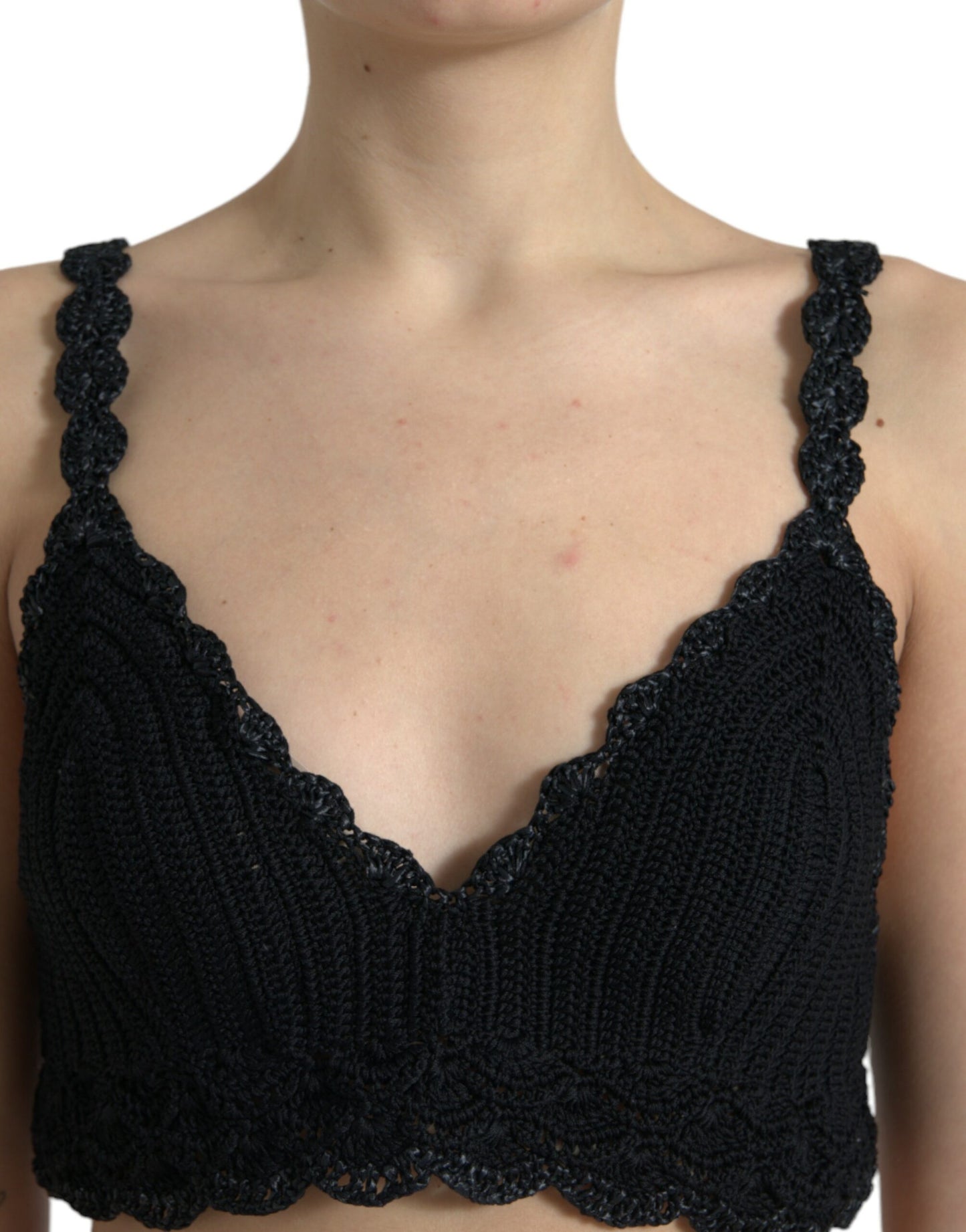 Dolce & Gabbana Elegant Black Crochet Corset Top Dolce & Gabbana