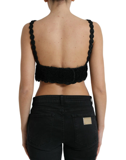 Dolce & Gabbana Elegant Black Crochet Corset Top Dolce & Gabbana