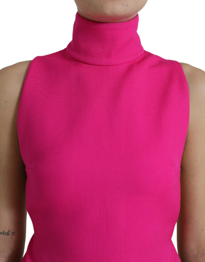 Dolce & Gabbana Elegant Pink Turtleneck Sleeveless Wool Top Dolce & Gabbana