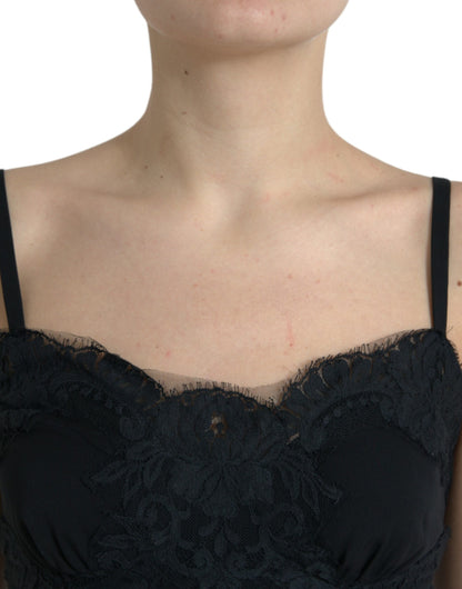 Dolce & Gabbana Elegant Black Silk Lace Tank Top Dolce & Gabbana