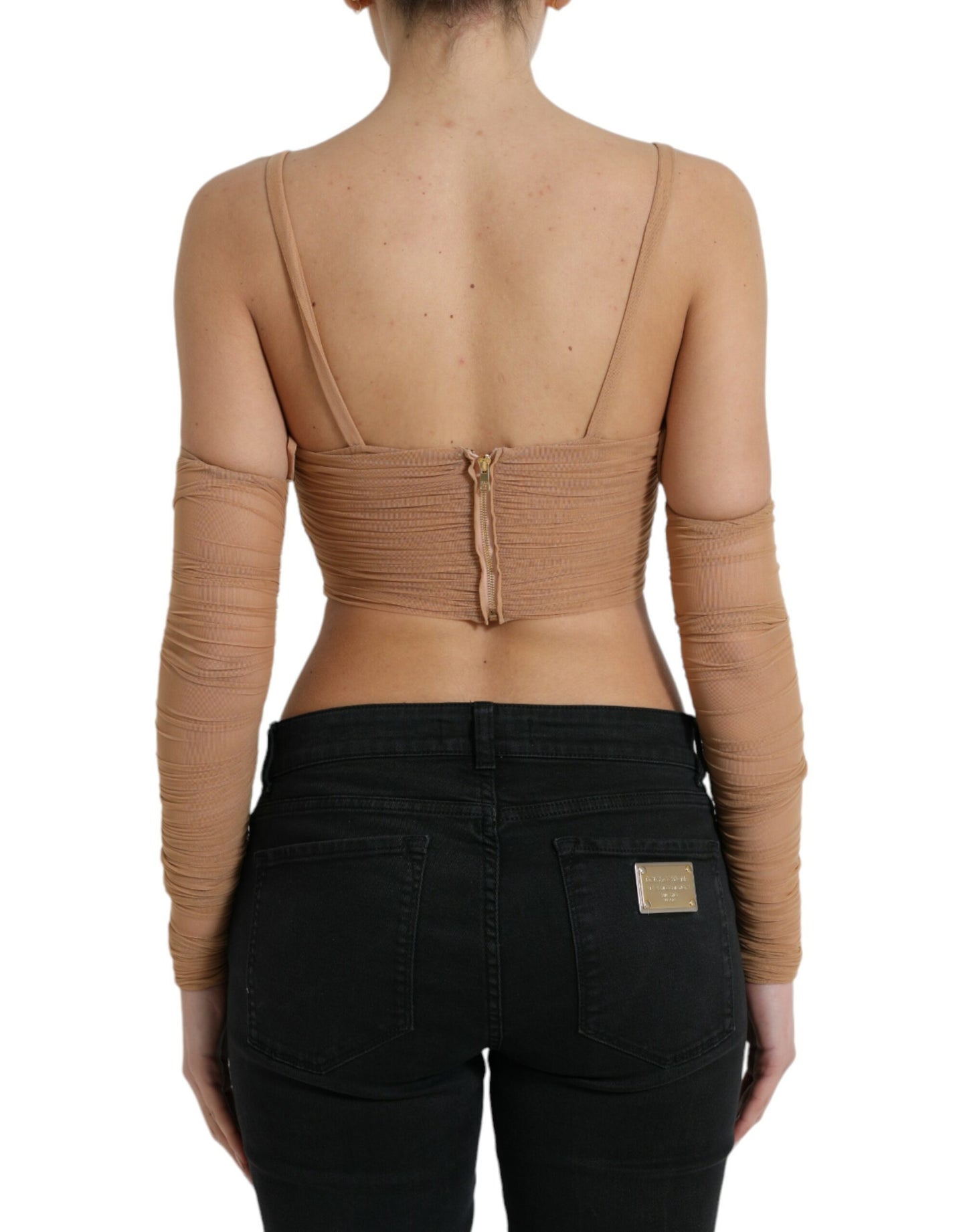 Dolce & Gabbana Elegant Brown Cropped Long Sleeve Top Dolce & Gabbana