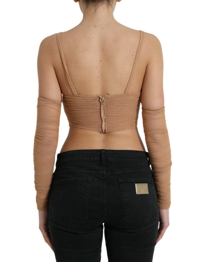 Dolce & Gabbana Elegant Brown Cropped Long Sleeve Top Dolce & Gabbana