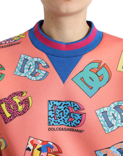 Dolce & Gabbana Salmon Pink Logo Sweater - Crew Neck Elegance Dolce & Gabbana