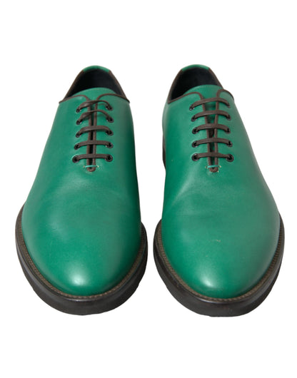 Dolce & Gabbana Elegant Green Leather Oxford Dress Shoes Dolce & Gabbana